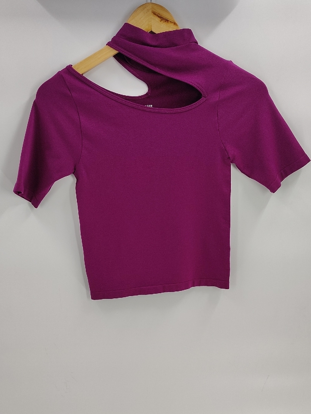BELLA SEAMLESS Magenta Stretch Crop Top  Size Small Short Sleeve